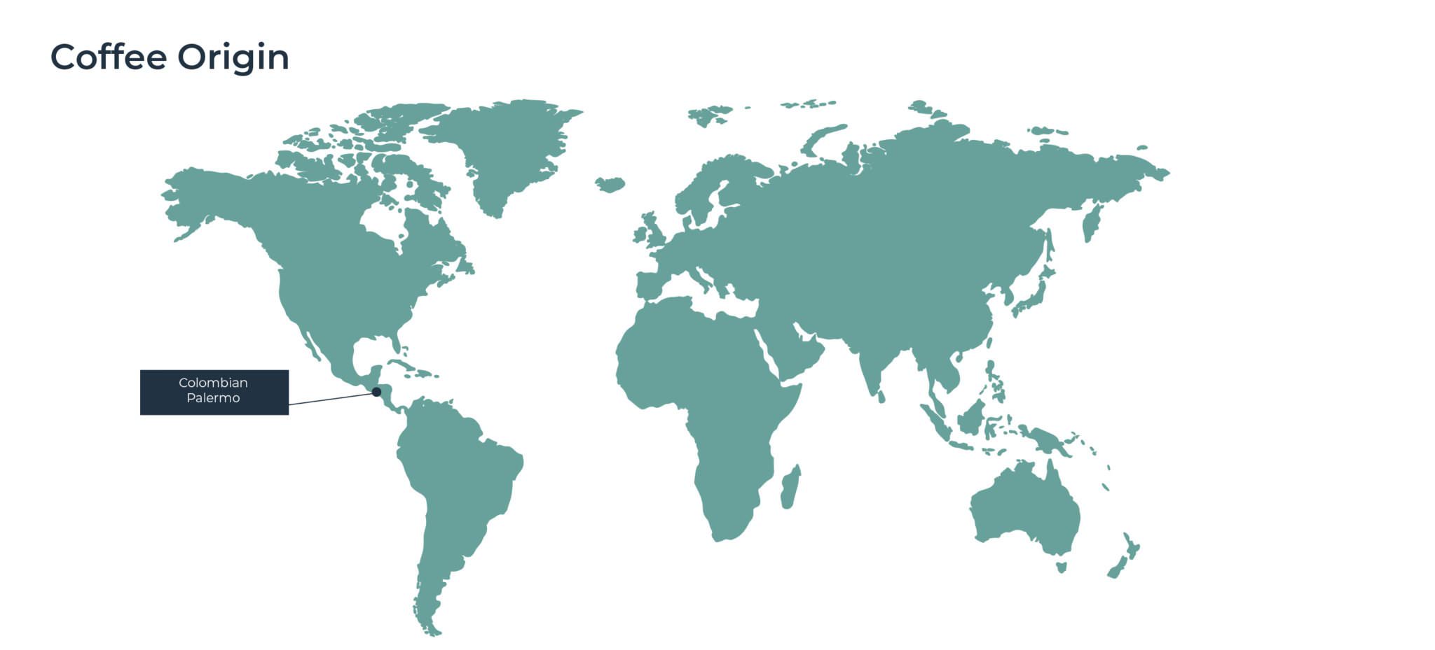 World Map pinpointing Columbia